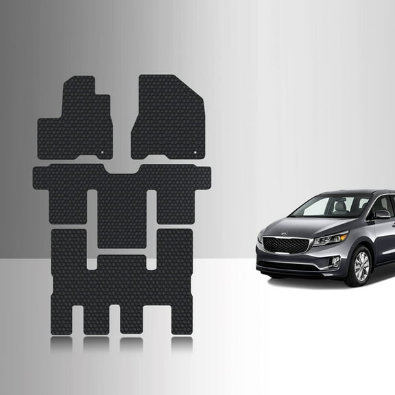 ToughPRO Front + 3rd Row Mats Compatible with KIA Sedona 2015 7 Passenger - All Weather Heavy Duty (Made in USA) Black Rubber