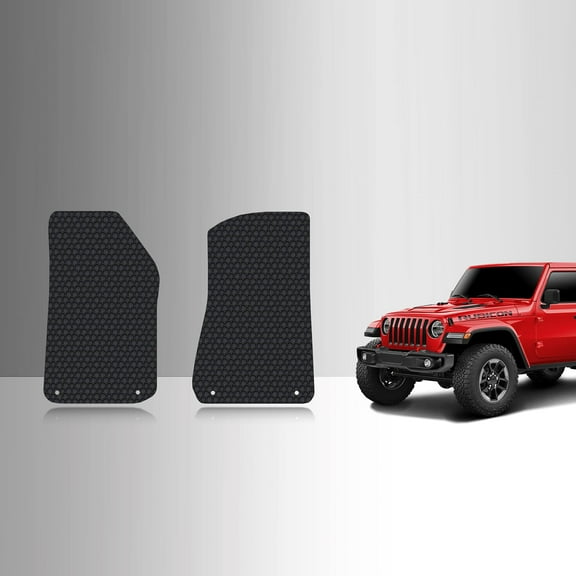 ToughPRO Front Mats Compatible with Jeep Wrangler Unlimited 2021 - All Weather Heavy Duty (Made in USA) Black Rubber