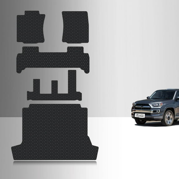 ToughPRO Full Set + 3rd Row + Trunk Mats Compatible with Toyota 4Runner 2010 - All Weather Heavy Duty (Made in USA) Black Rubber