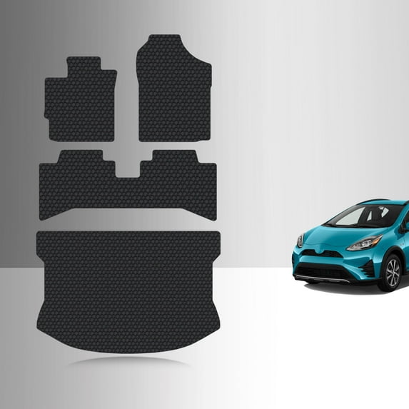 ToughPRO Full Set + Trunk Mats Compatible with Toyota Prius 2021 C - All Weather Heavy Duty (Made in USA) Black Rubber