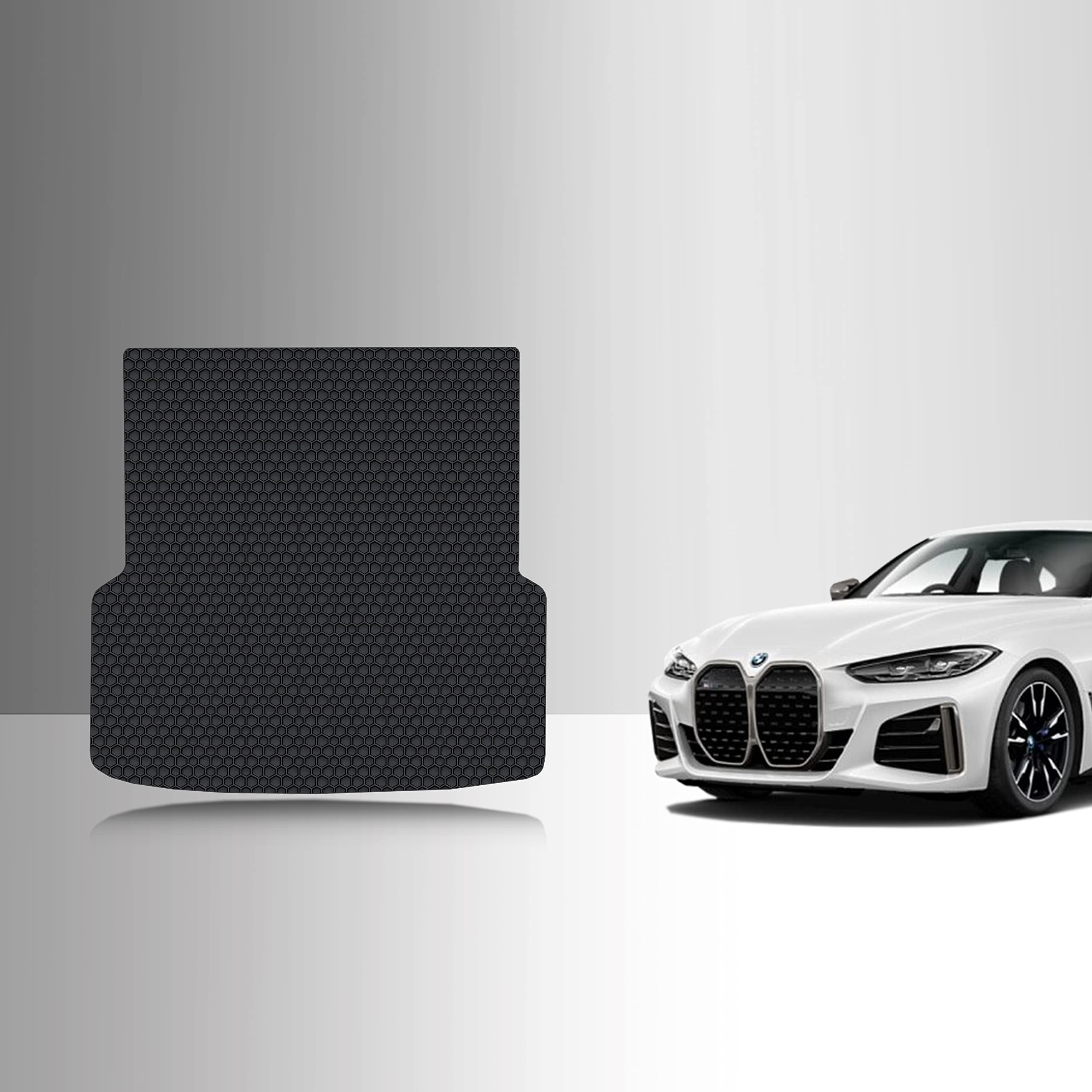 Custom Trunk Mat For BMW I4 (G26) 2021-2023 – PU Leather, High Sides, All Black, Floor Protection Liner