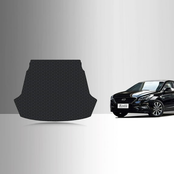 ToughPRO Trunk Mat Compatible with Hyundai Sonata 2018 - All Weather Heavy Duty (Made in USA) Black Rubber