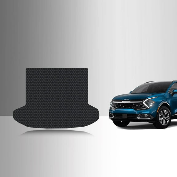 ToughPRO Trunk Mat Compatible with KIA Sportage 2023 Plug-in Hybrid No Speaker - All Weather Heavy Duty (Made in USA) Black Rubber