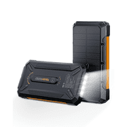 ToughTested 16,000mAh Fast Charging Solar Power Bank with Wireless Charging, 5-Year Warranty, IP65 Waterproof, Eco-Friendly Solar Panel, Multi-Device Support for Camping, Travel & Emergencies