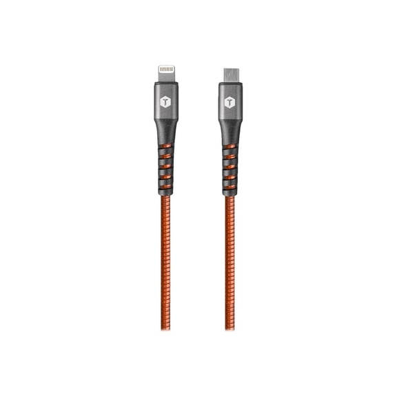 ToughTested 2FT USB-C to Lightning Armor Flex Braided Charging Cable, MFi Certified iPhone Fast Charge Cord, 3A Power & Data Sync, Short Travel Cable for iPhone & iPad