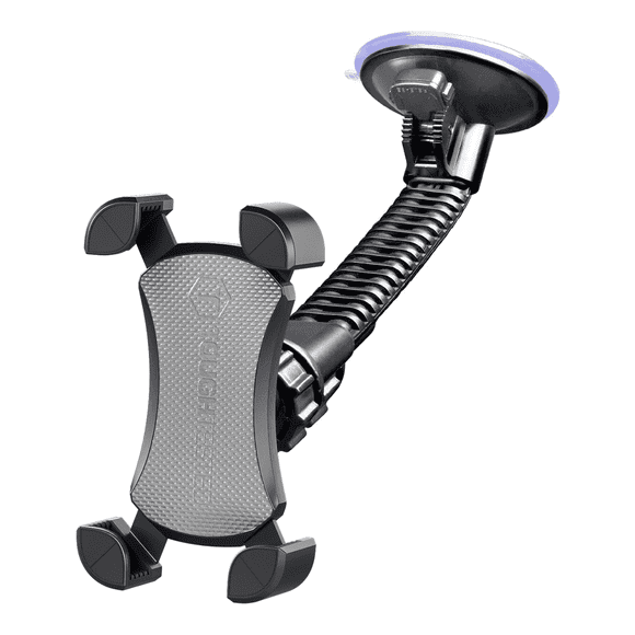 ToughTested Mammoth Windshield Phone Mount with Double-Ribbed Gooseneck, Extra-Large 4.25” Suction Cup, 4-Way Locking Claw Grip, 360° Rotation & One-Button Release