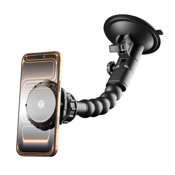 ToughTested Magnetic Phone Holder for Car Dashboard & Windshield Suction Cup Phone Mount - Compatible with MagSafe Black