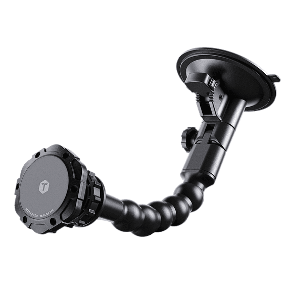ToughTested Magnetic Phone Holder for Car Dashboard & Windshield Suction Cup Phone Mount - Compatible with MagSafe Black