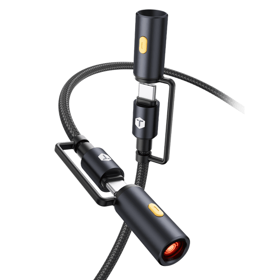 ToughTested Survivor 3-in-1 USB-C Power Delivery Cable with 60W Fast Charging, LED Flashlight, Flameless Lighter, Braided Utility Camping Cable