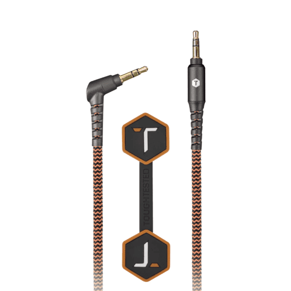 Tough Tested 6 Foot 3.5 mm AUX Audio Cable Braided Stereo Cord with Gold Plated Connectors for Car Smartphone Tablet and Speakers