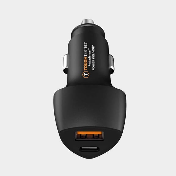 ToughTested 30W USB-C PD Car Charger with USB-A QC 3.0 Fast Charging, Dual Port Car Charger for iPhone, Android & USB-C Devices