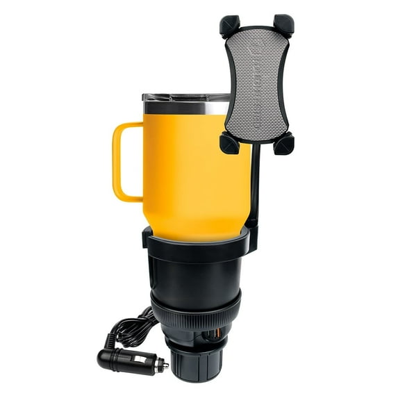 ToughTested Tough & Thirsty PowerCup XL Cupholder & Phone Mount with 9” Adjustable Gooseneck Arm, Mega-Grip Device Holder, USB-A, USB-C PD & 12/24V Power Ports, Universal Vehicle Fit