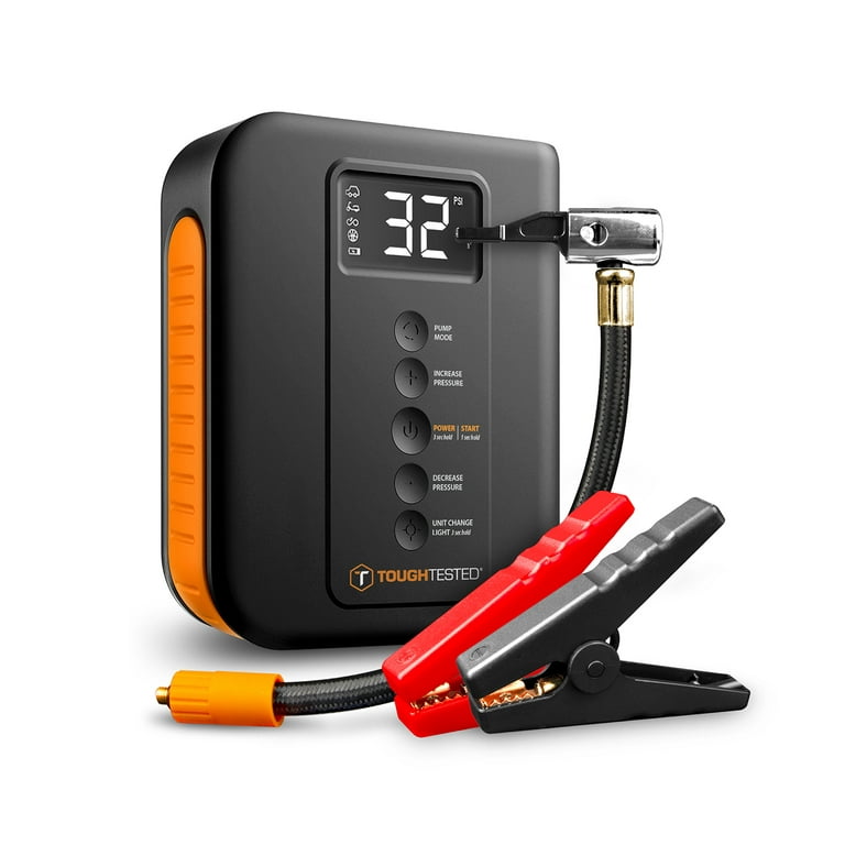 ToughTested - Vehicle Jump Starter with Air Pump Tire Inflator & Built-in  Portable Charger Powerbank