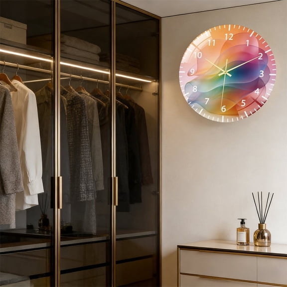 Toughened Glass Wall Clock with Abstract Fluid Silent Movement, Battery Operated(AA Batteries Not Inclued), Artistic Home Decor