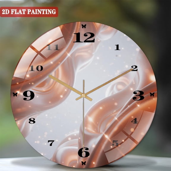 Toughened Glass Wall Clock with Metallic Fluid Silent Movement, Battery Operated(AA Batteries Not Inclued), Artistic Home Decor 12inches