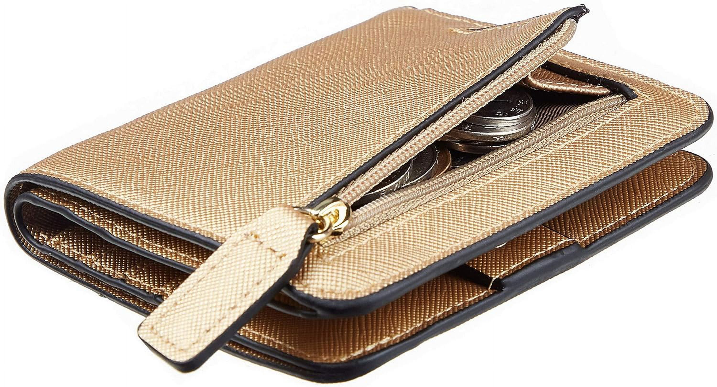Toughergun Womens Rfid Blocking Small Compact Bifold Luxury Genuine Leather Pocket Wallet Ladies Mini Purse with ID Window CH Champagne Gold