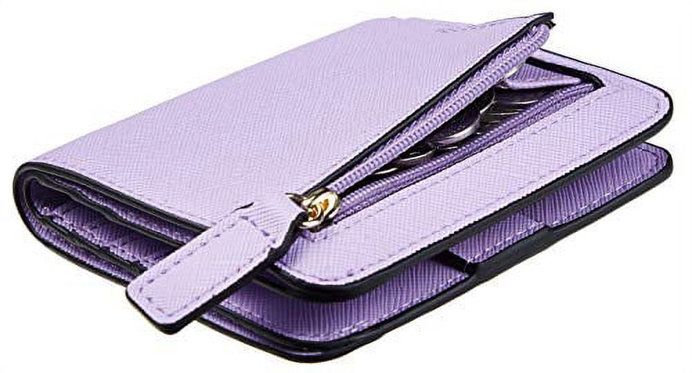 Women's Small Genuine Leather Bifold Wallet With RFID Blocking - Compact Bee Design (Sky Blue)