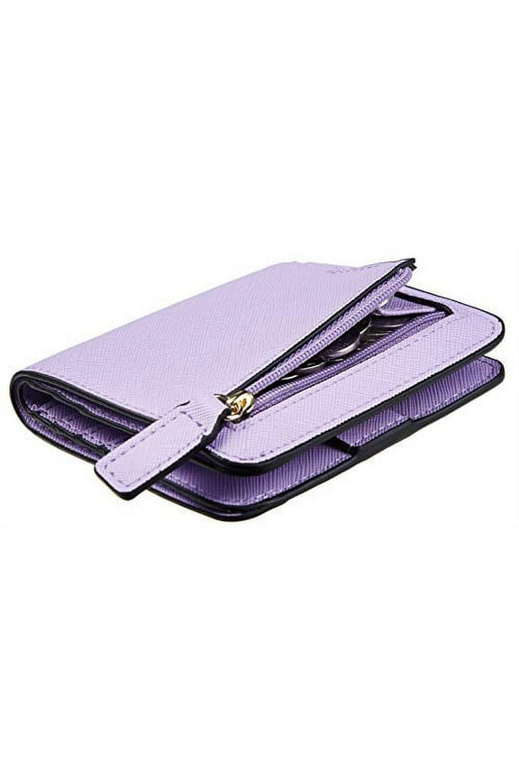 Womens Rfid Blocking Small Compact Bifold Leather Pocket Wallet Ladies Mini Purse with ID Window (CH Light Purple)