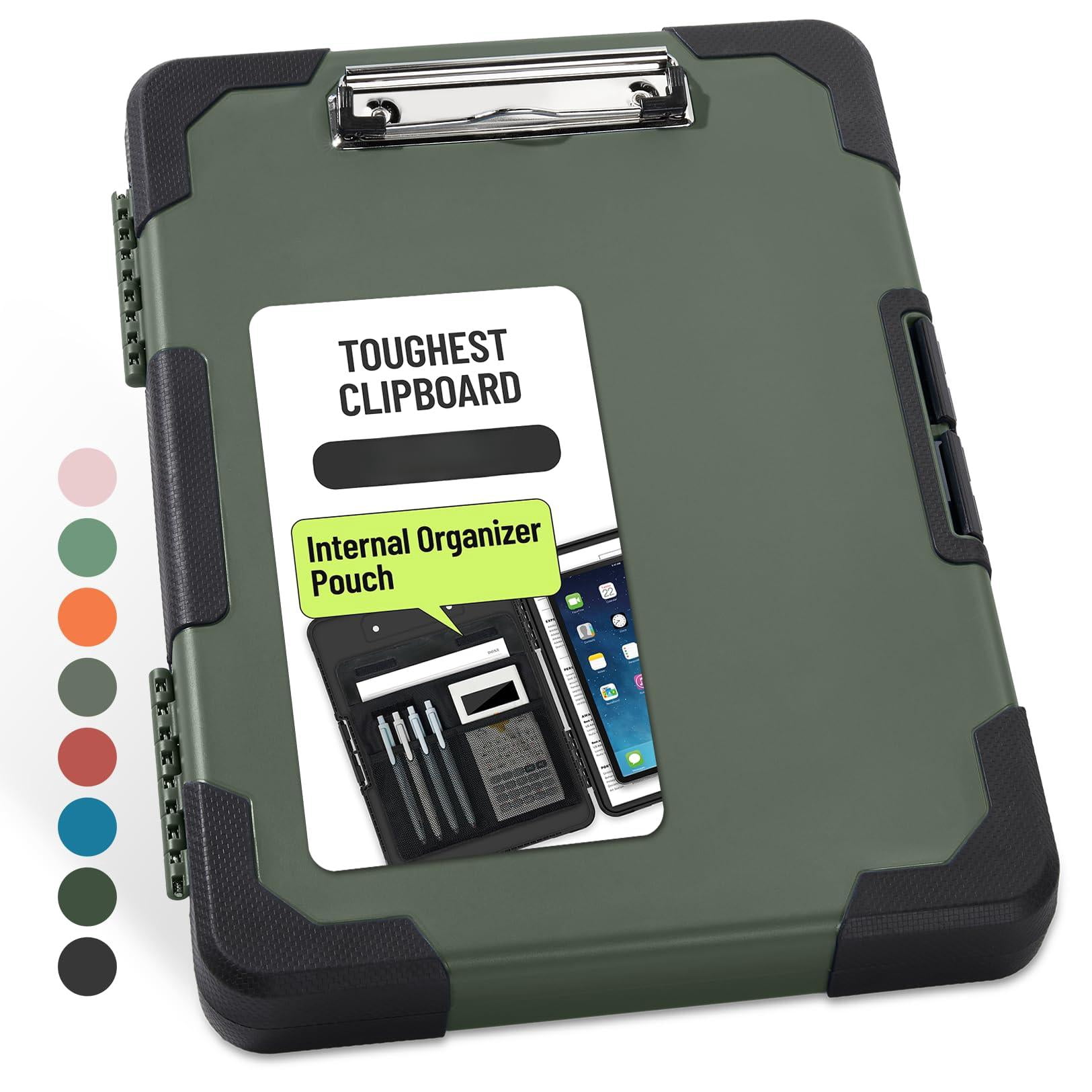 Toughest Clipboard With Storage  Internal Pen Pouch Included Letter/ A4 Size Shockproof Heavy Duty Plastic Clip Boards 8.5x11" High Capacity Clipboards Box Case For Contractor Trucker Driver