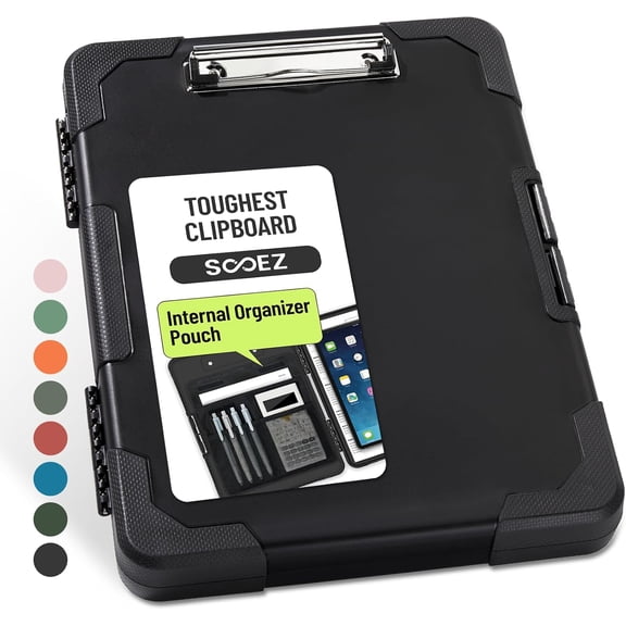 Toughest Clipboard with Storage, Internal Pen Pouch Included, Letter/ A4 Size, Shockproof Heavy Duty Plastic Clip Boards 8.5x11, High Capacity Clipboards Box Case for Contractor Trucker Driver