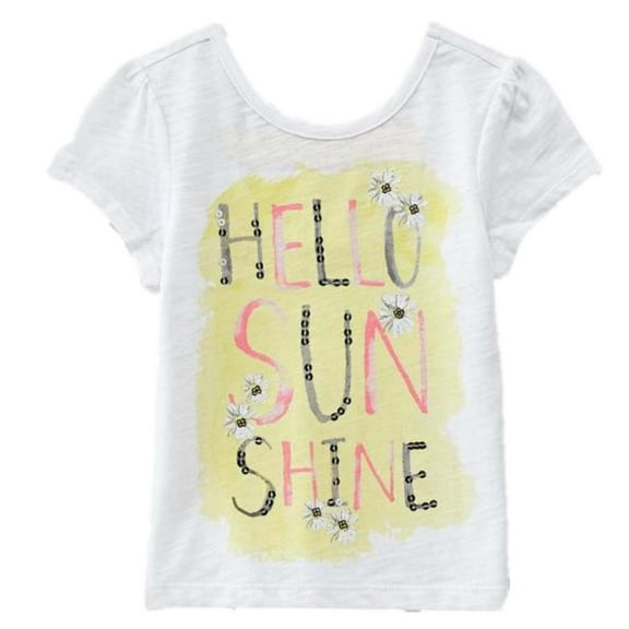 Toughskins Infant Girls White Hello Sun Shine Shirt Flower T-Shirt Top S (4)