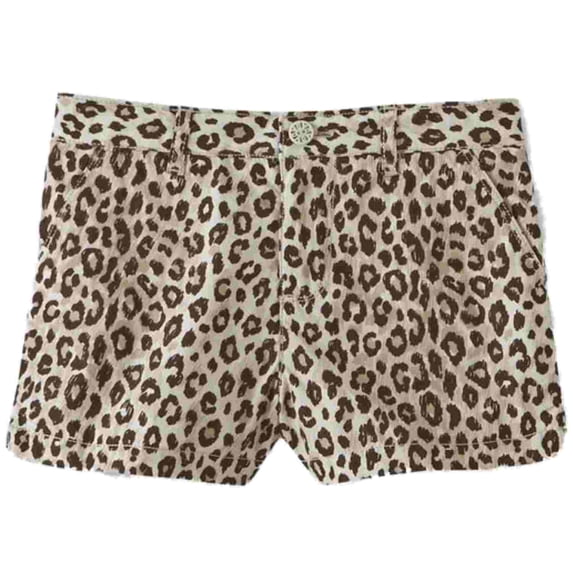 Toughskins Infant & Toddler Girls Brown & Tan Leopard Print Poplin Shorts 18m