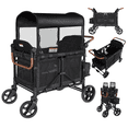 thumbnail image 1 of Touheart Wagon Stroller 4 Passenger with Adjustable Canopy, 5-Point Harnesses, Removable Seats, Black, 1 of 8