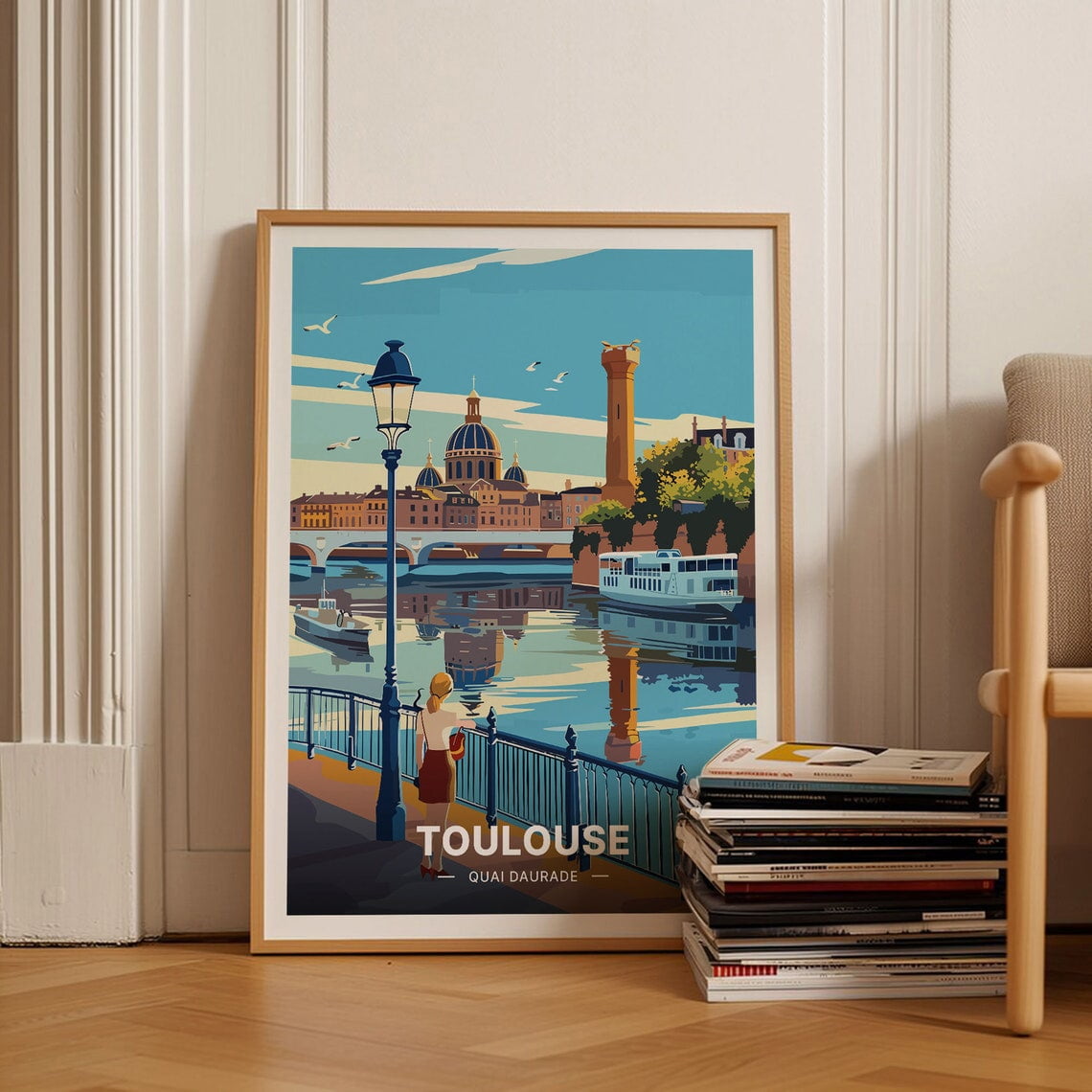 Toulouse France Skyline Poster, French Riviera Travel Art, Cityscape