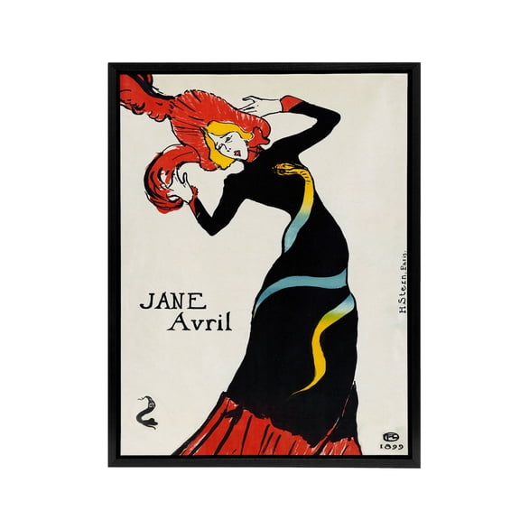 Toulouse Lautrec Can Can Dancer Jane Avril Black Framed Canvas Art Print 12X16"