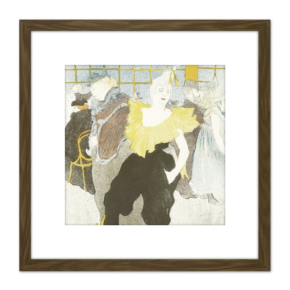Toulouse-Lautrec Clowness Moulin Rouge Painting 8X8 Inch Square Wooden Framed Wall Art Print Picture with Mount