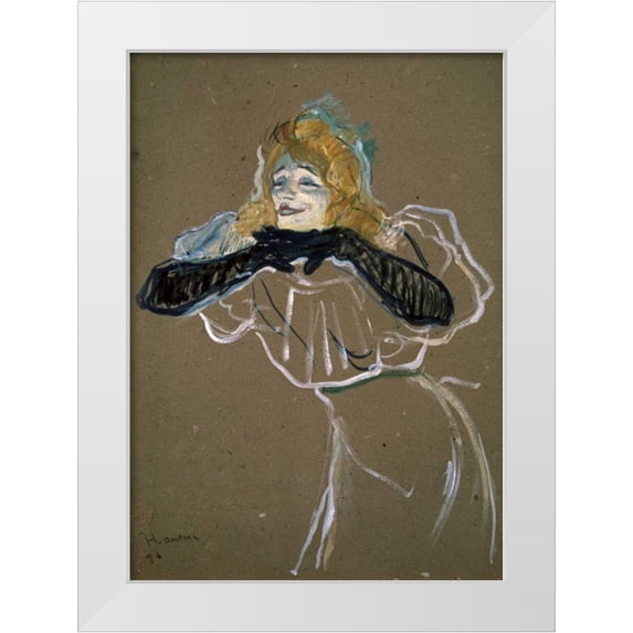 Toulouse-Lautrec, Henri 11x14 White Modern Wood Framed Museum Art Print Titled - La Chanteuse: Yvette Gilbert