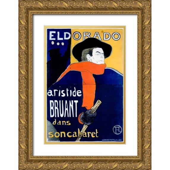 Toulouse-Lautrec, Henri 13x18 Gold Ornate Wood Framed with Double Matting Museum Art Print Titled - Eldorado / Aristide Bruant