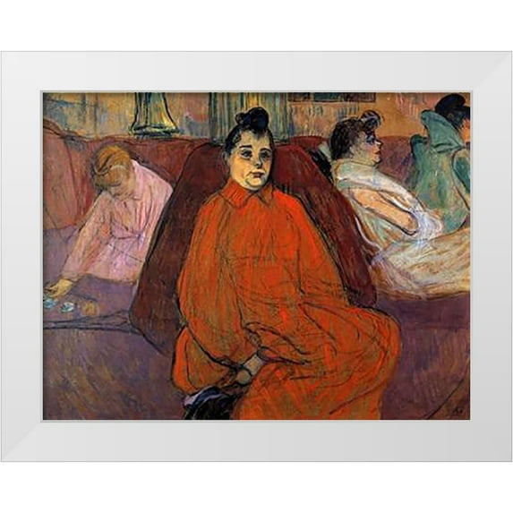 Toulouse-Lautrec, Henri 14x12 White Modern Wood Framed Museum Art Print Titled - In The Salon The Sofa
