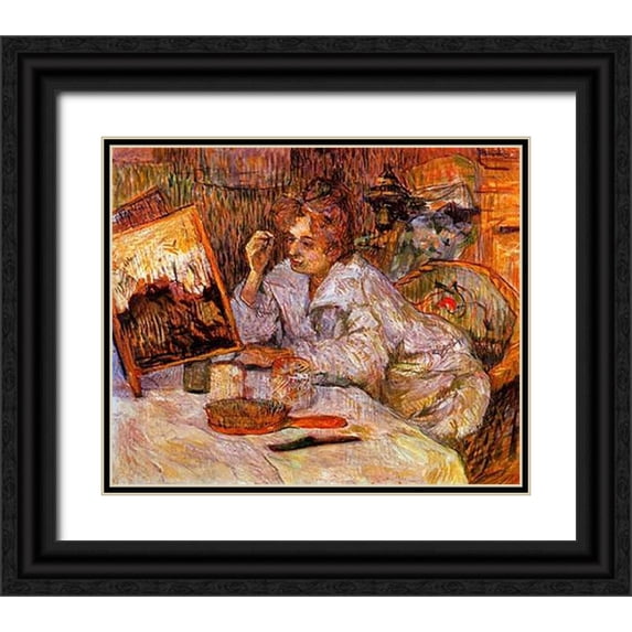 Toulouse-Lautrec, Henri 17x15 Black Ornate Wood Framed with Double Matting Museum Art Print Titled - Woman At Her Toilet 2