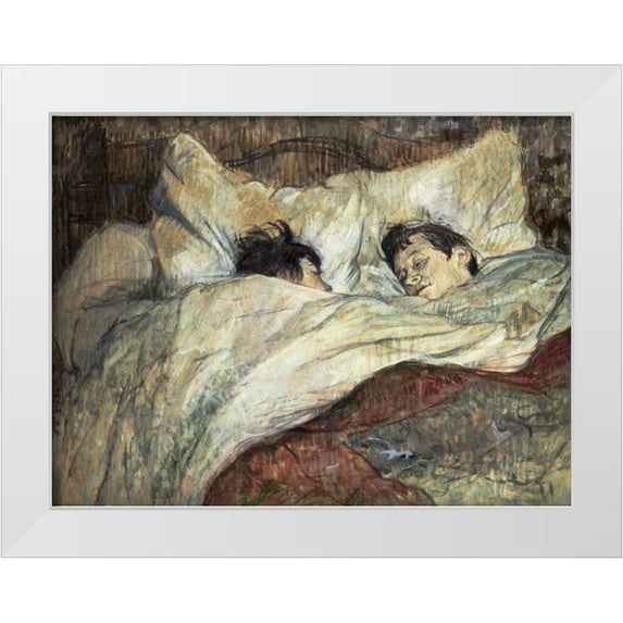 Toulouse-Lautrec, Henri 24x19 White Modern Wood Framed Museum Art Print Titled - Le Lit