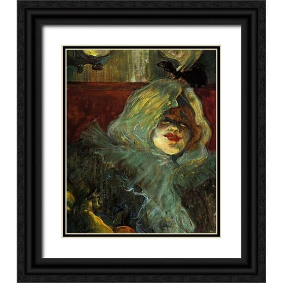 Toulouse-Lautrec, Henri 26x31 Black Ornate Wood Framed with Double Matting Museum Art Print Titled - At The Rat Mort Detail