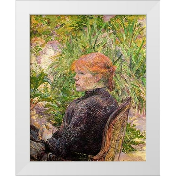 Toulouse-Lautrec, Henri 26x32 White Modern Wood Framed Museum Art Print Titled - Red Haired Girl In A Garden