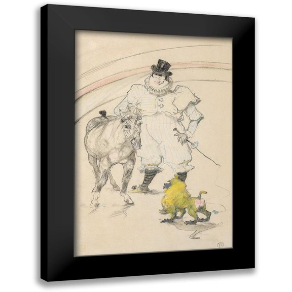 Toulouse-Lautrec, Henri de 11x14 Black Modern Framed Museum Art Print Titled - At the Circus, Trained Pony and Baboon