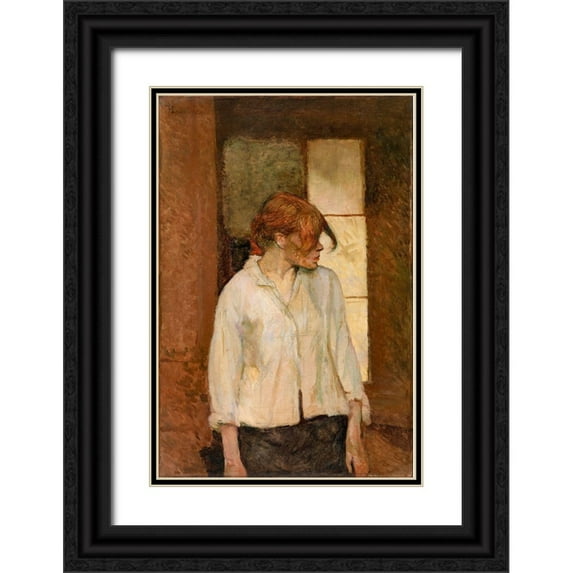 Toulouse-Lautrec, Henri de 11x14 Black Ornate Wood Framed with Double Matting Museum Art Print Titled - A Montrouge Rosa La Rouge