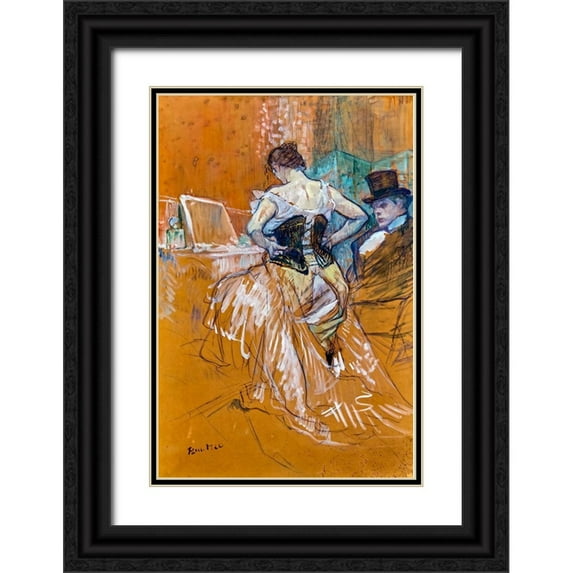 Toulouse-Lautrec, Henri de 11x14 Black Ornate Wood Framed with Double Matting Museum Art Print Titled - Conquest of passage