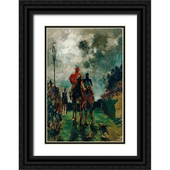 Toulouse-Lautrec, Henri de 11x14 Black Ornate Wood Framed with Double Matting Museum Art Print Titled - The Jockeys