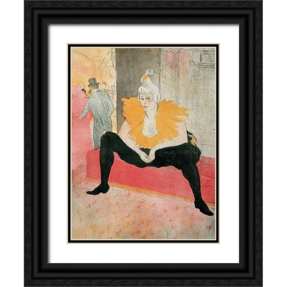 Toulouse-Lautrec, Henri de 12x14 Black Ornate Wood Framed with Double Matting Museum Art Print Titled - La Clownesse assise