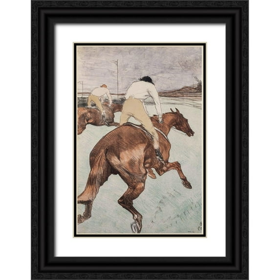 Toulouse-Lautrec, Henri de 13x18 Black Ornate Wood Framed with Double Matting Museum Art Print Titled - The Jockey
