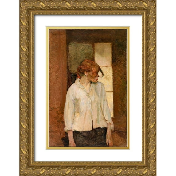 Toulouse-Lautrec, Henri de 13x18 Gold Ornate Wood Framed with Double Matting Museum Art Print Titled - A Montrouge Rosa La Rouge