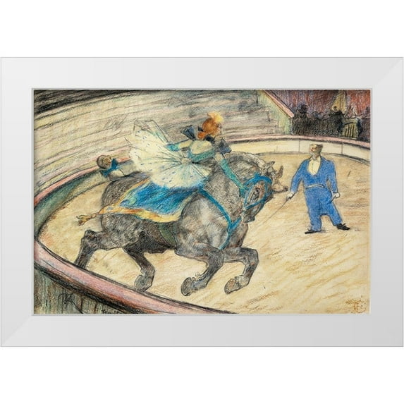 Toulouse-Lautrec, Henri de 14x11 White Modern Wood Framed Museum Art Print Titled - At the Circus Work in the Ring