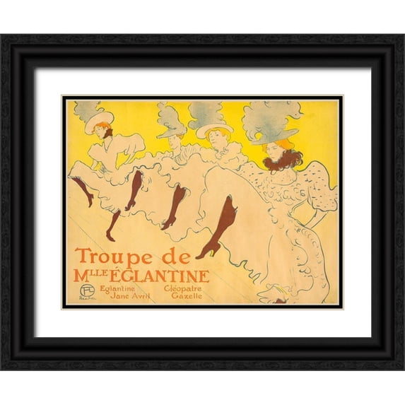 Toulouse-Lautrec, Henri de 14x12 Black Ornate Wood Framed with Double Matting Museum Art Print Titled - Mademoiselle Eglantine’s Troupe