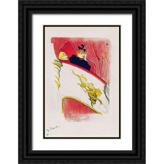 Toulouse-Lautrec, Henri de 17x24 Black Ornate Wood Framed with Double Matting Museum Art Print Titled - La Loge au mascaron dore