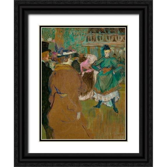 Toulouse-Lautrec, Henri de 19x24 Black Ornate Wood Framed with Double Matting Museum Art Print Titled - Quadrille at the Moulin Rouge