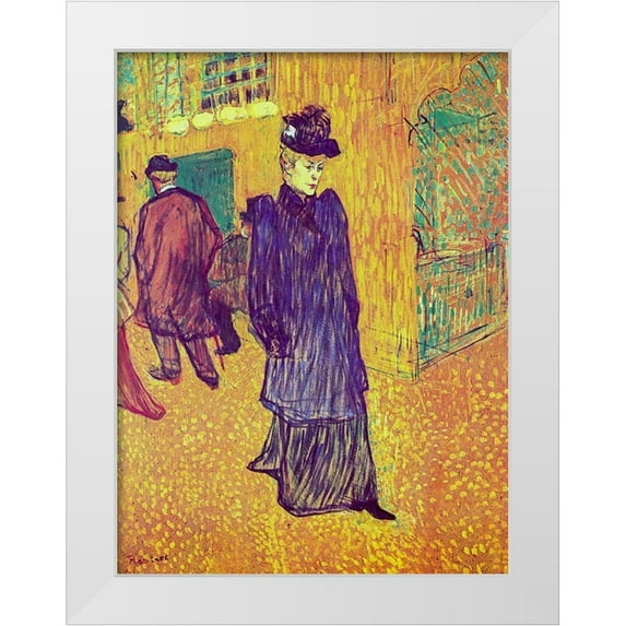 Toulouse-Lautrec, Henri de 19x24 White Modern Wood Framed Museum Art Print Titled - Jane Avril Leaving the Moulin Rouge