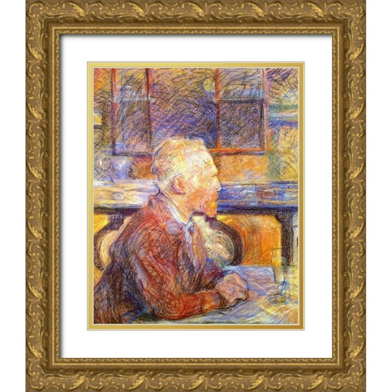 Toulouse-Lautrec, Henri de 20x24 Gold Ornate Wood Framed with Double Matting Museum Art Print Titled - Portrait of Vincent van Gogh